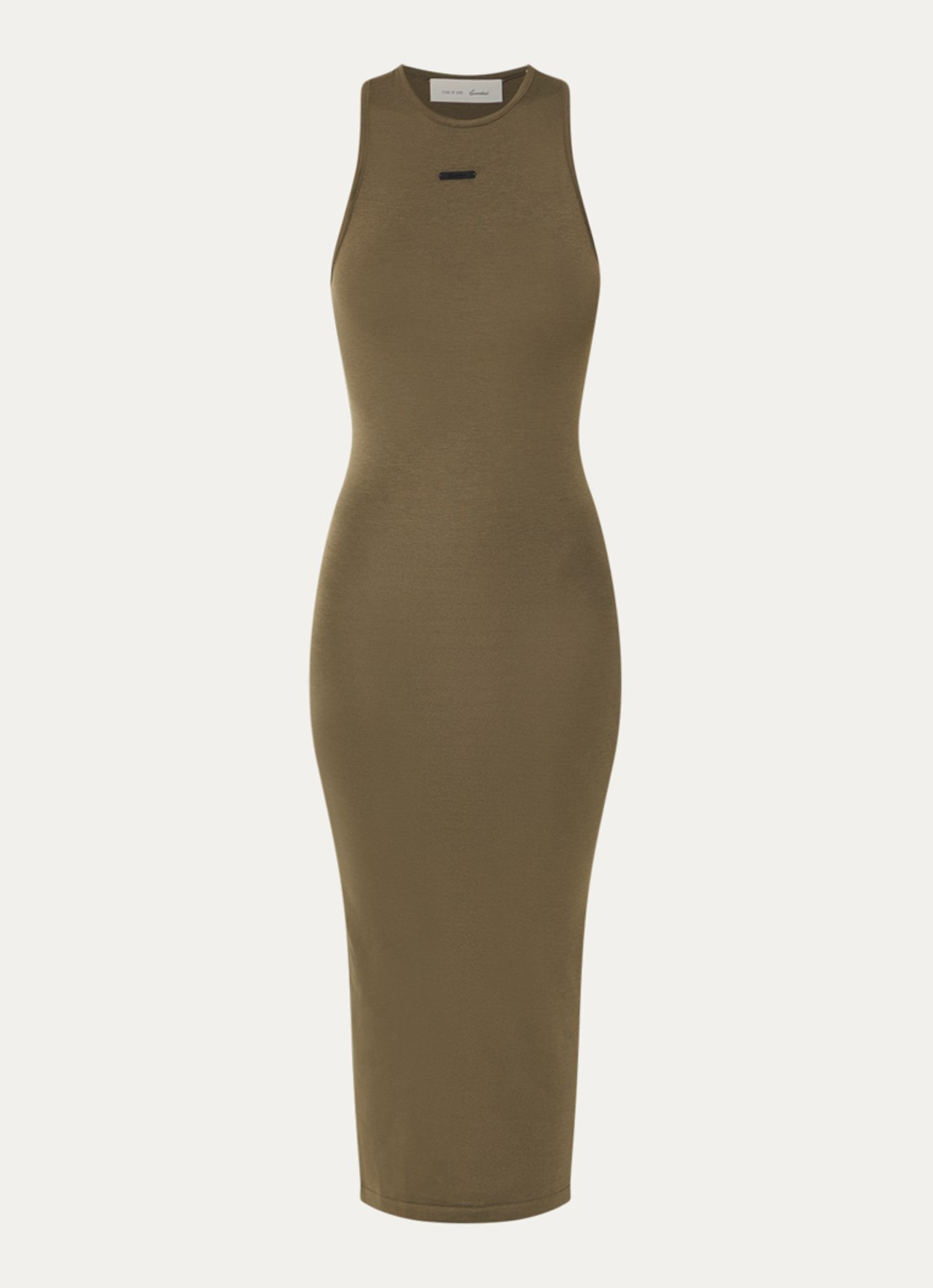 Fear of God Essentials Maxi jurk met racerback - voorkant 4 bronsgroen