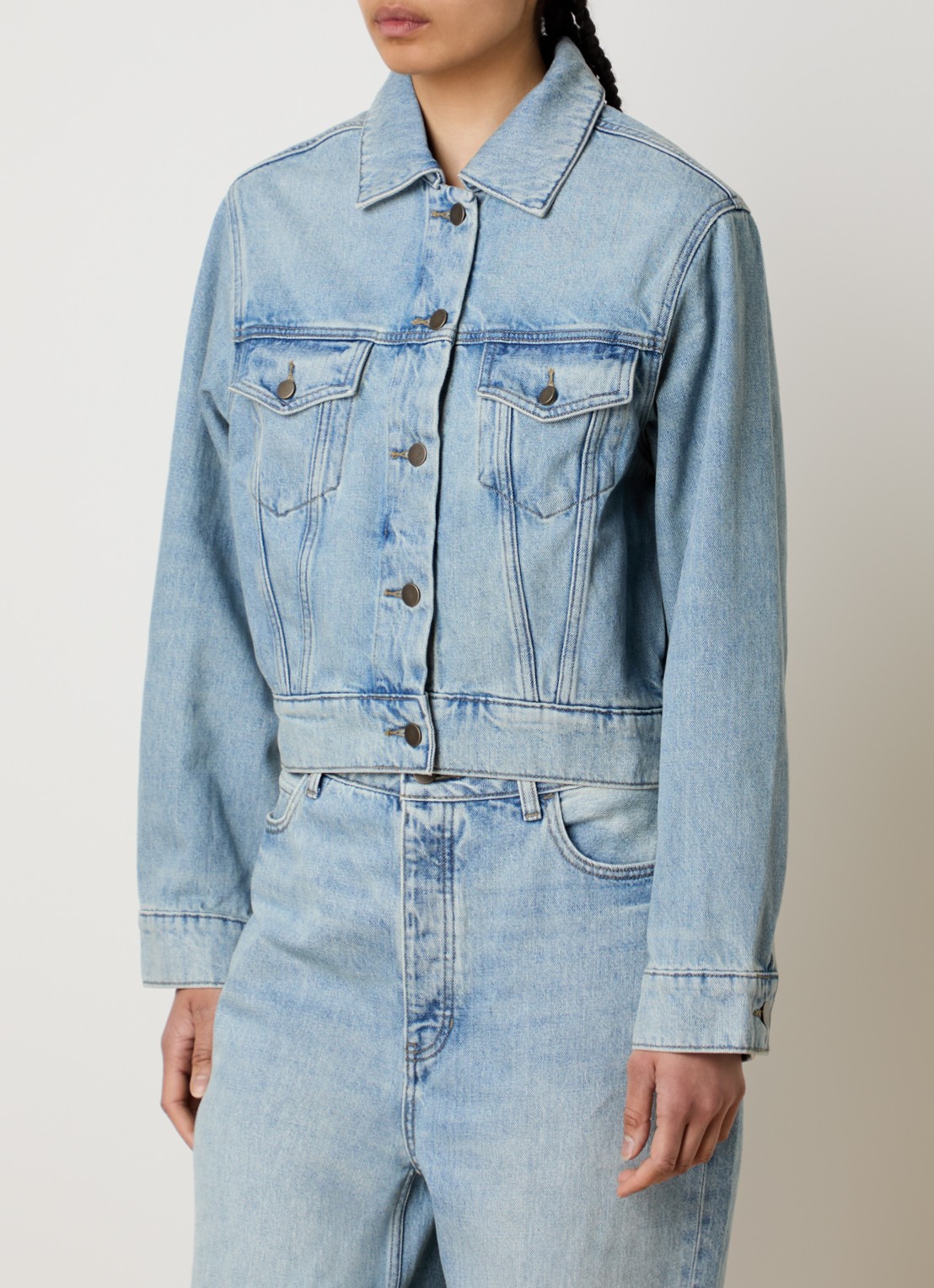 Fear of God Essentials Spijkerjas met steekzakken - detail 4 indigo