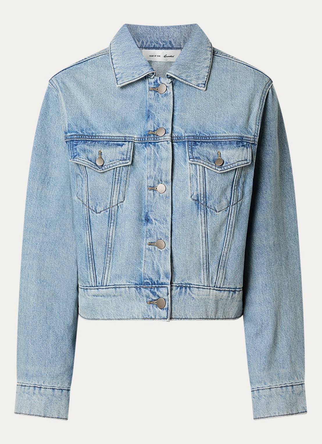 Fear of God Essentials Spijkerjas met steekzakken - voorkant 2 indigo