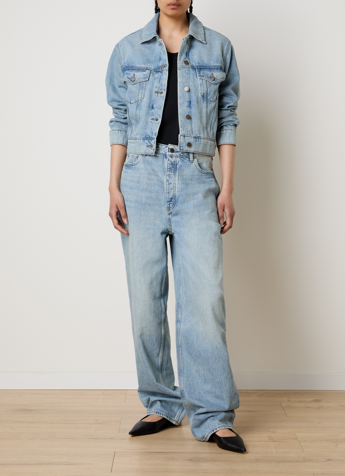 Fear of God Essentials Spijkerjas met steekzakken - voorkant 3 indigo