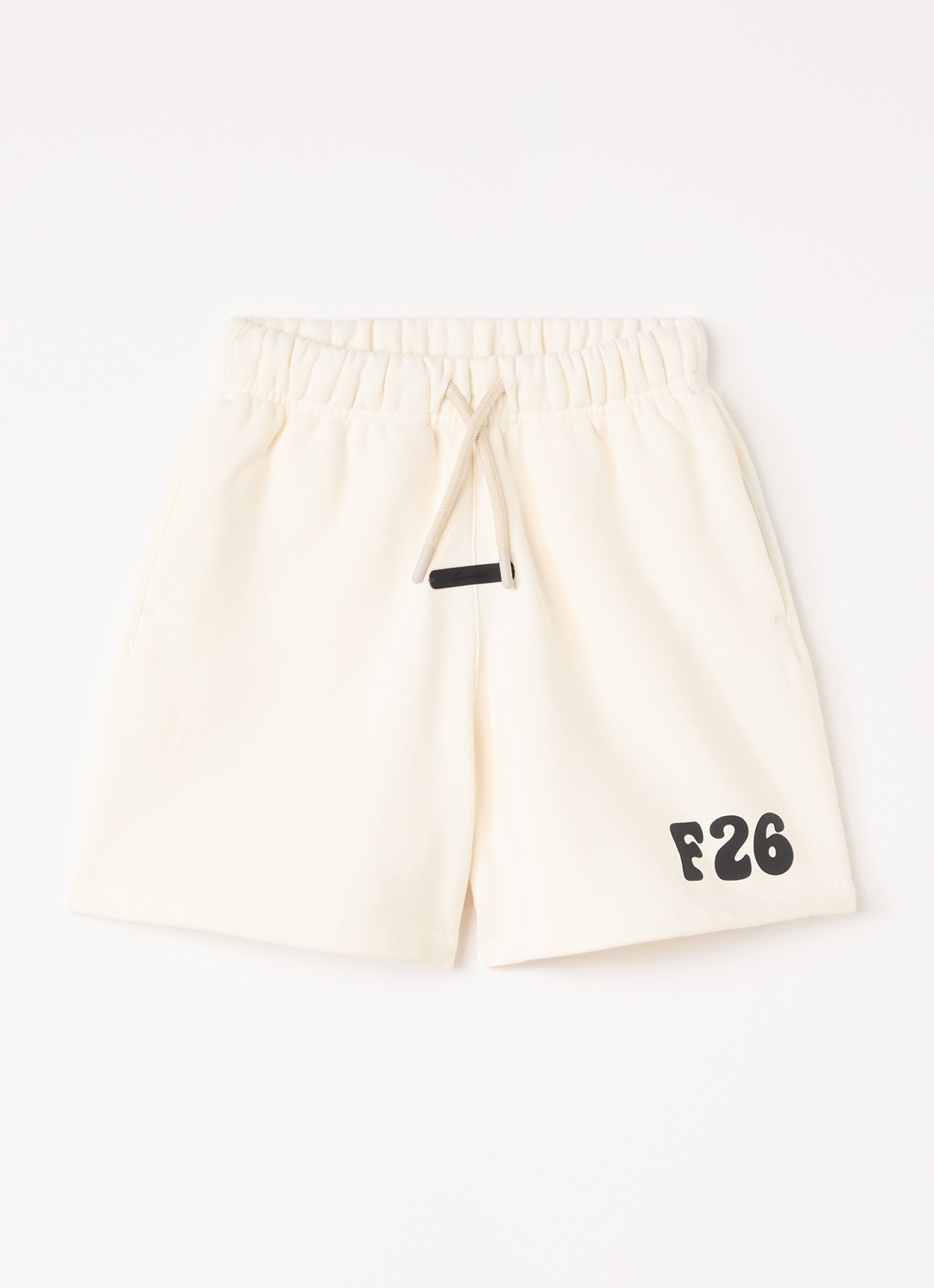 Fear of God Essentials Straight fit korte joggingbroek met logo - voorkant 2 beige