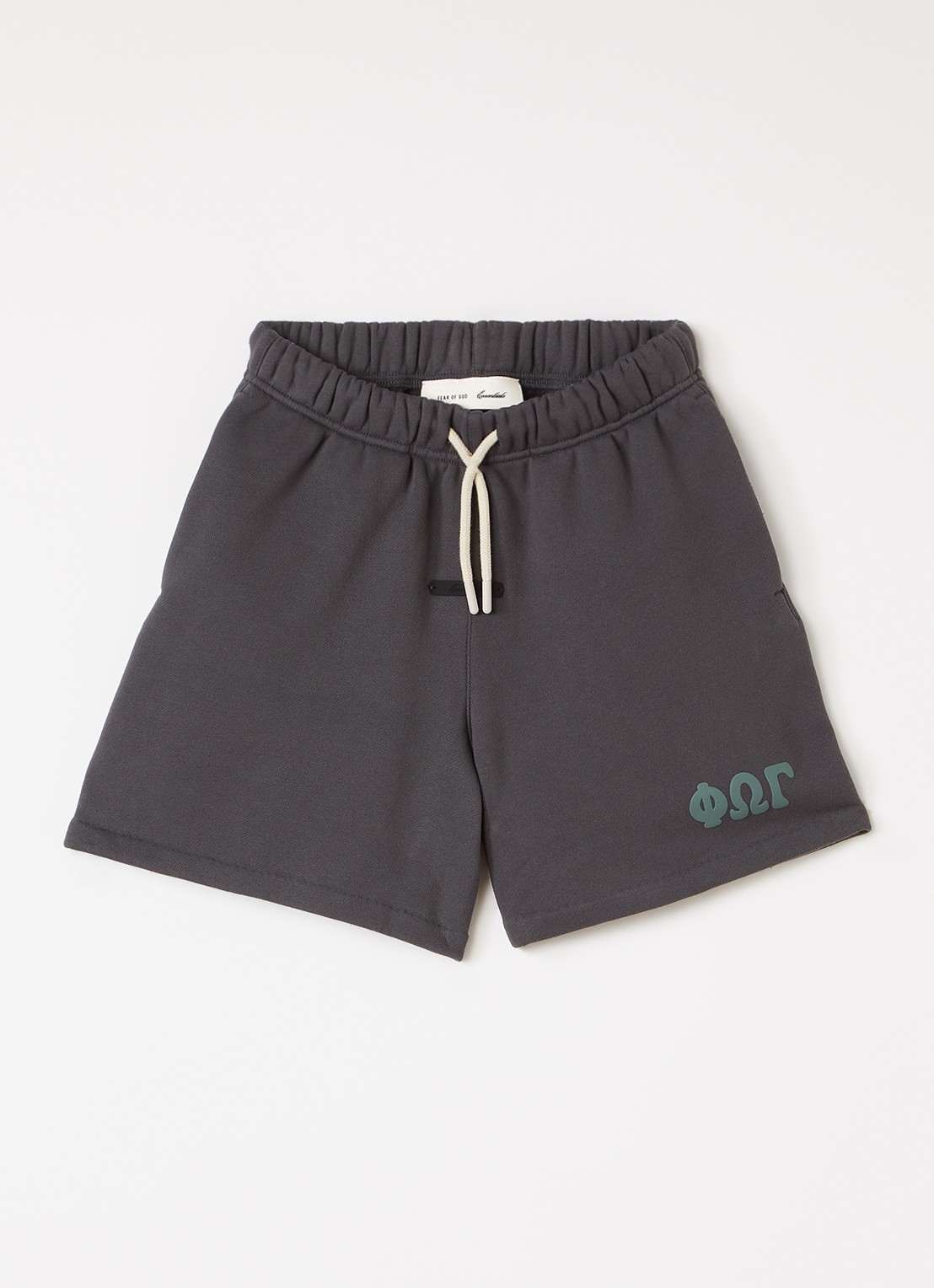 Fear of God Essentials Straight fit korte joggingbroek met logo - voorkant 5 donkergrijs