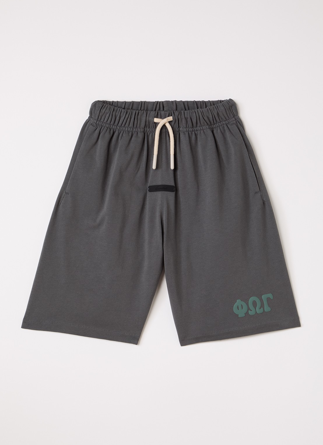 Fear of God Essentials Straight fit korte joggingbroek met logo - voorkant 2 antraciet
