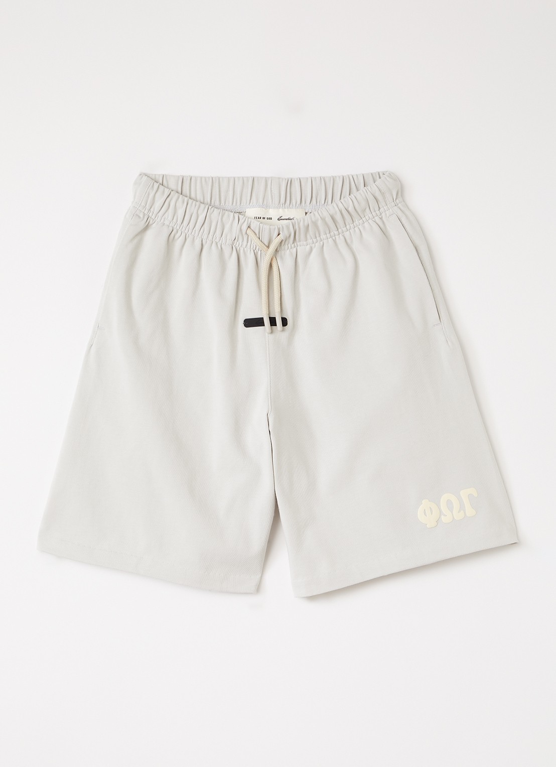 Fear of God Essentials Straight fit korte joggingbroek met logo - voorkant 3 lichtgrijs