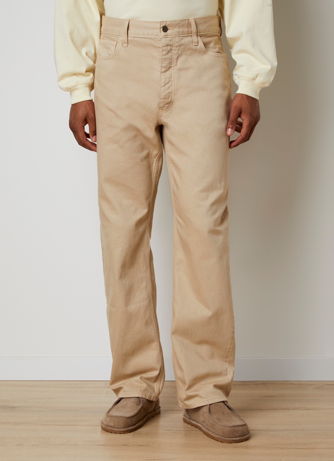 Fear of God Essentials Straight leg jeans met gekleurde wassing - detail 3 beige