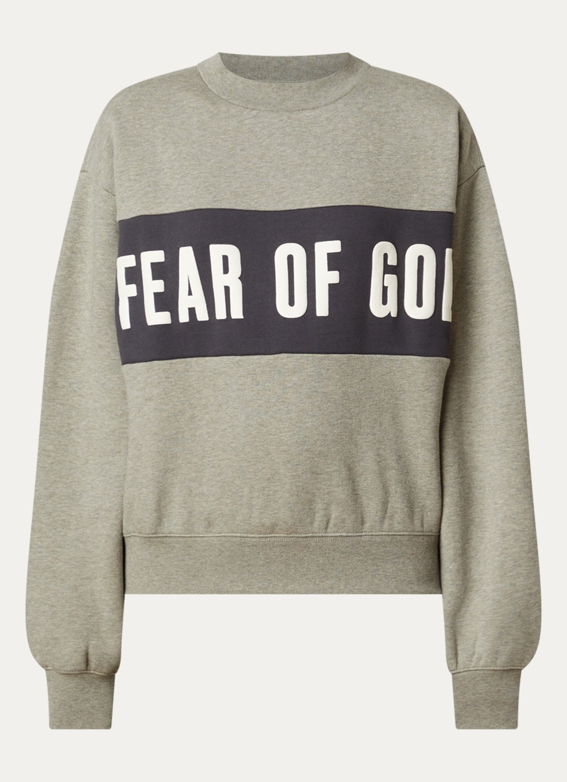 Fear of God Essentials Sweater met logo- en backprint - voorkant grijsmele