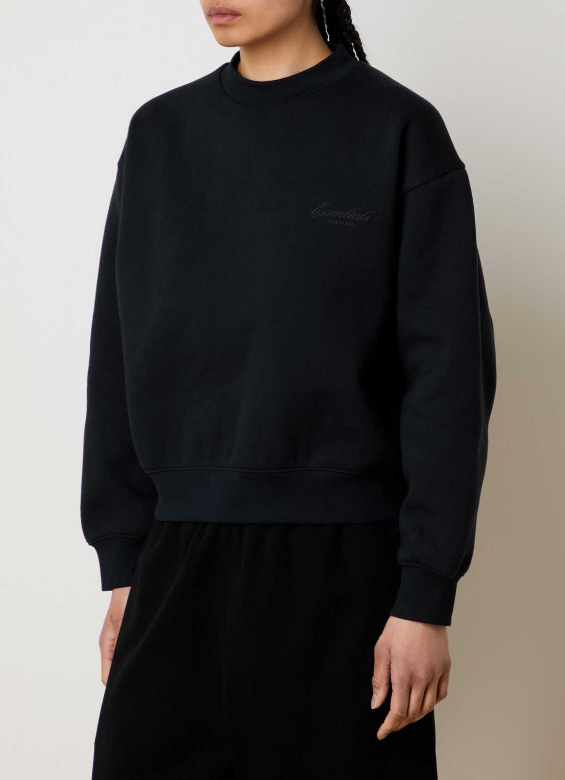 Fear of God Essentials Sweater met logo en ronde hals - detail 4 zwart