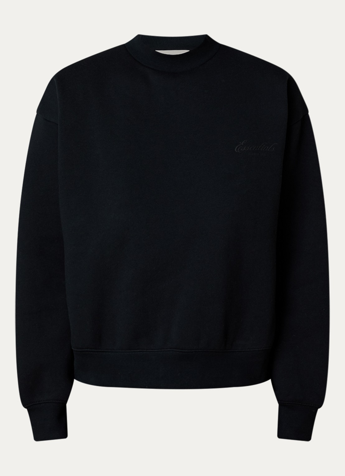 Fear of God Essentials Sweater met logo en ronde hals - voorkant 2 zwart