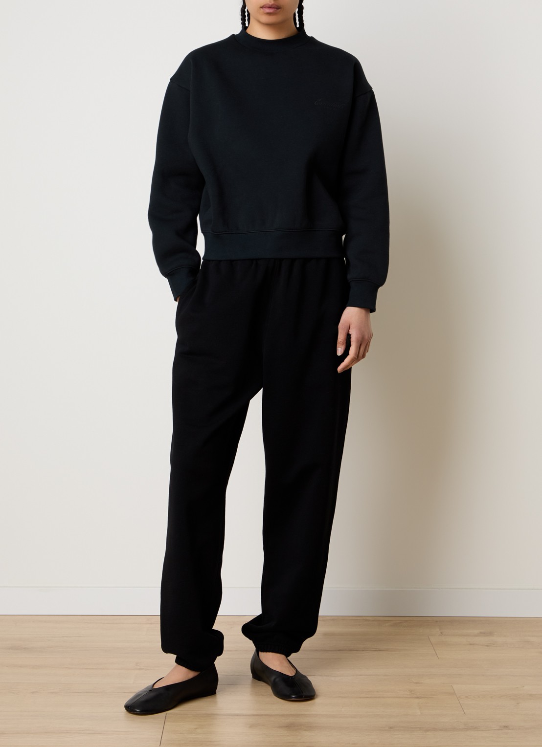 Fear of God Essentials Sweater met logo en ronde hals - voorkant 3 zwart