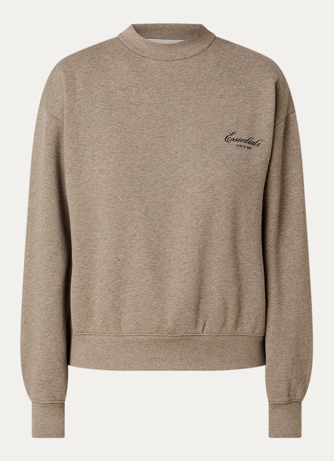 Fear of God Essentials Sweater met logo en ronde hals - voorkant 4 zand
