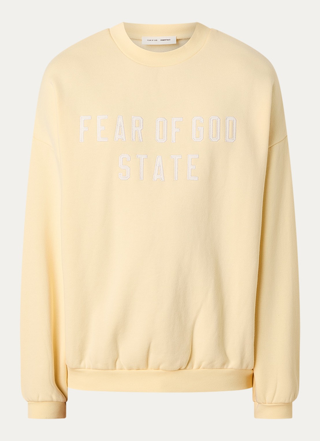 Fear of God Essentials Sweater met logoborduring - voorkant 3 lichtgeel