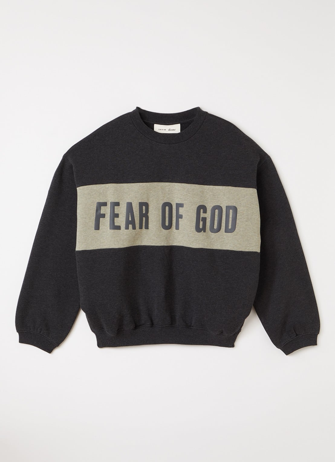 Fear of God Essentials Sweater met logoprint - voorkant antraciet