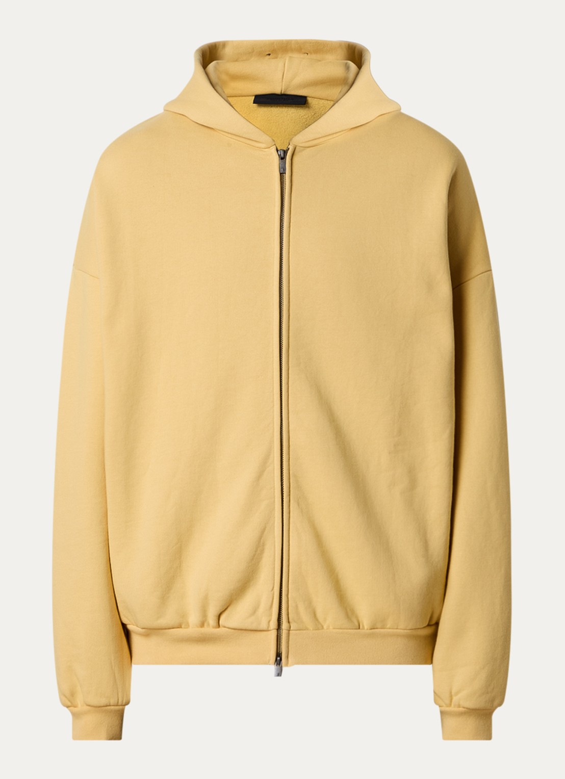 Fear of God Essentials Sweatvest met backprint en capuchon - voorkant 4 okergeel