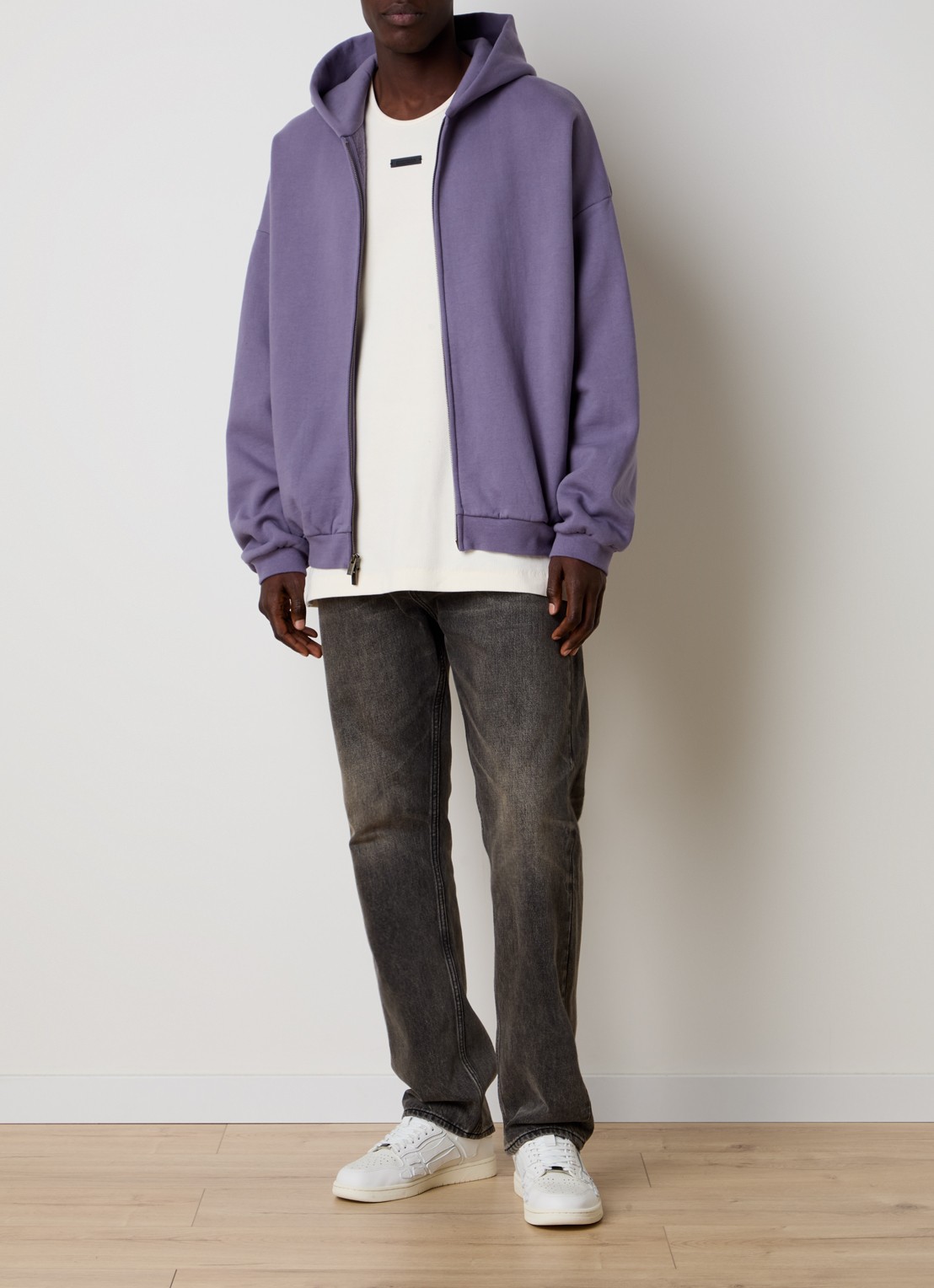 Fear of God Essentials Sweatvest met backprint en capuchon - voorkant 6 lavendel