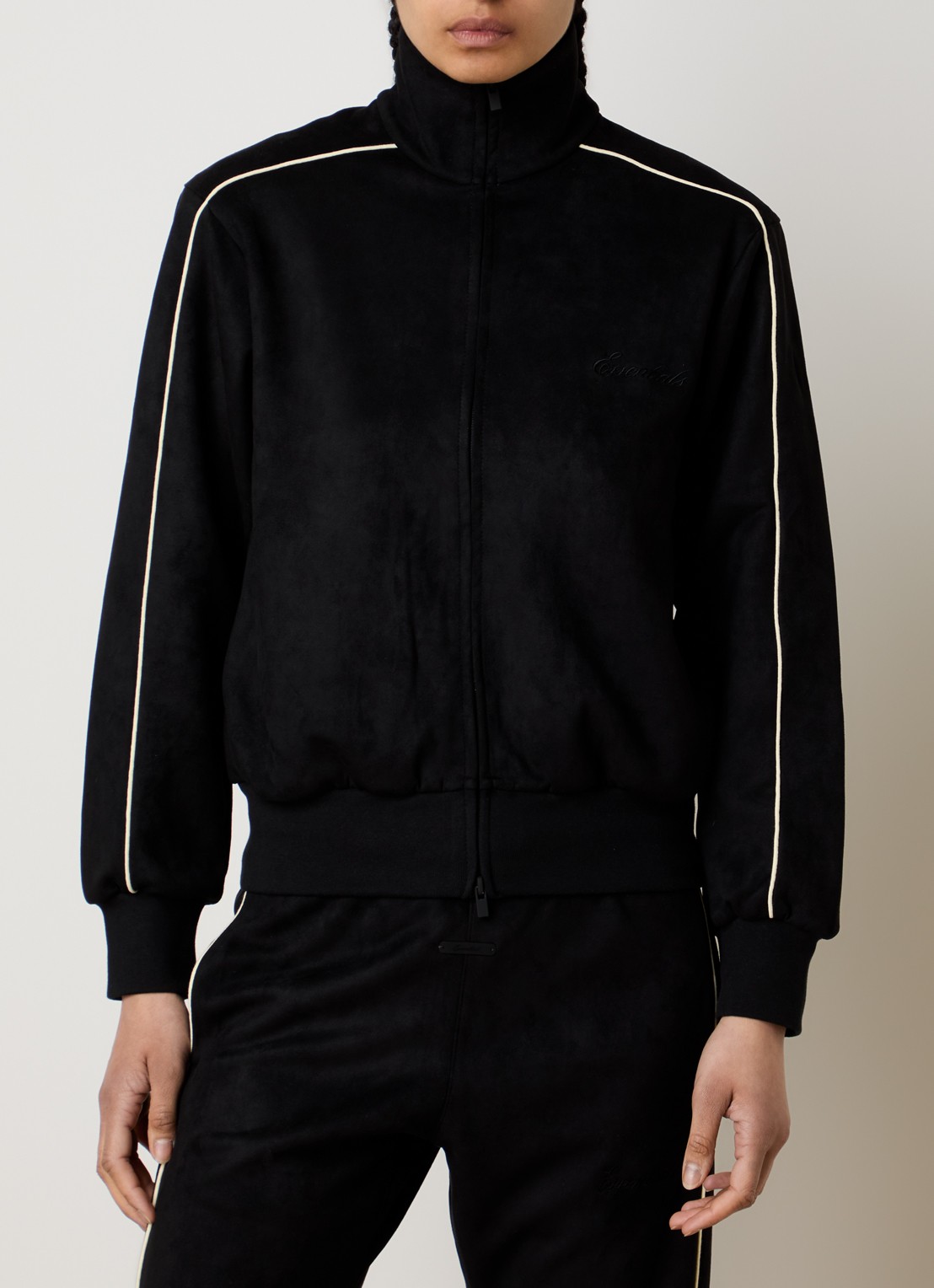 Fear of God Essentials Sweatvest met logo en steekzakken - detail zwart