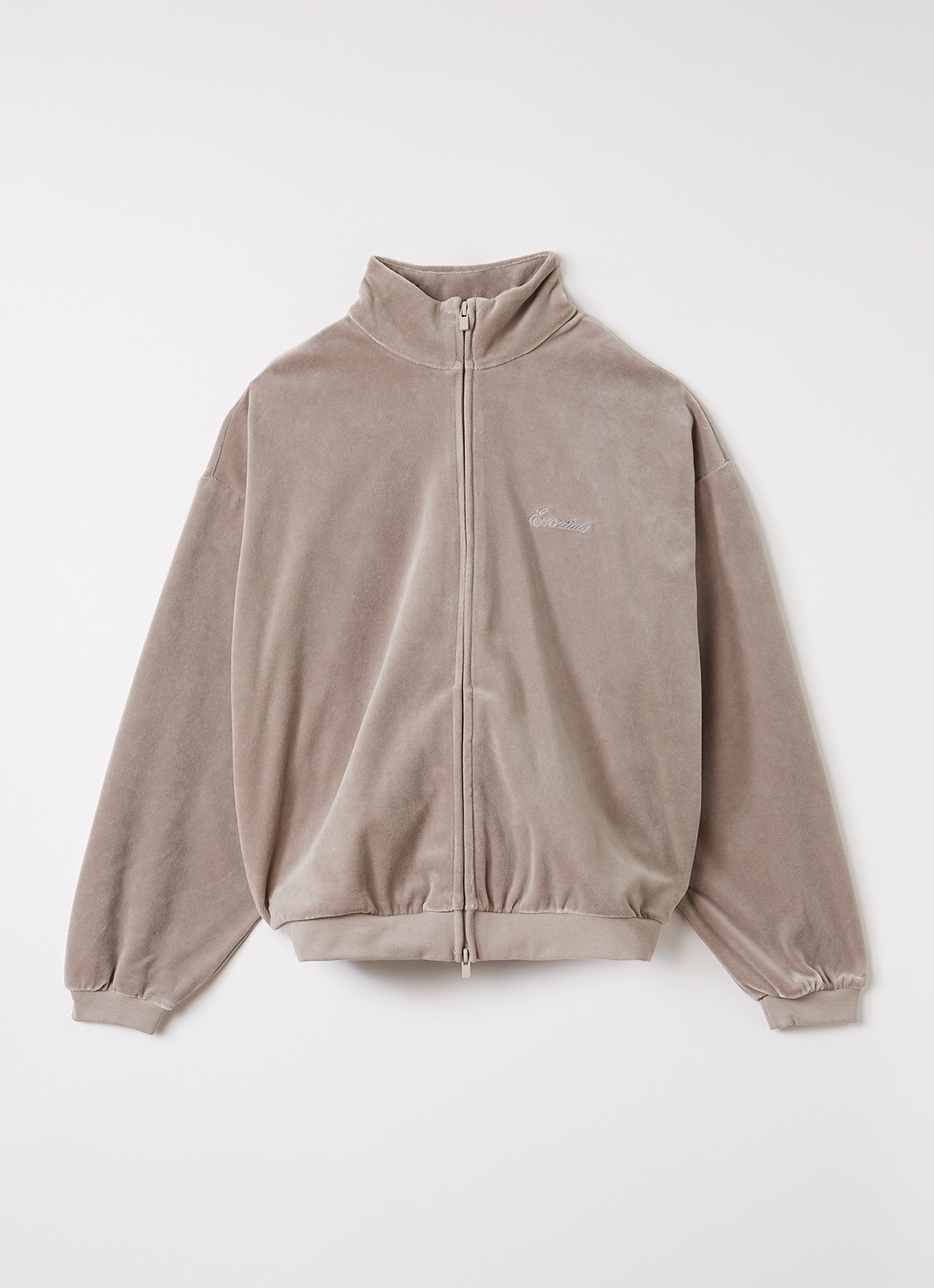 Fear of God Essentials Sweatvest met logoborduring - voorkant taupe