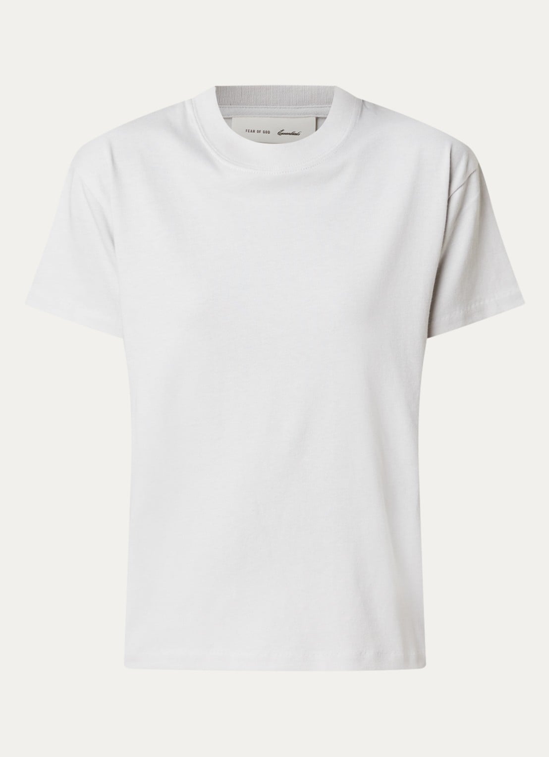 Fear of God Essentials T-shirt met backprint - voorkant lichtgrijs