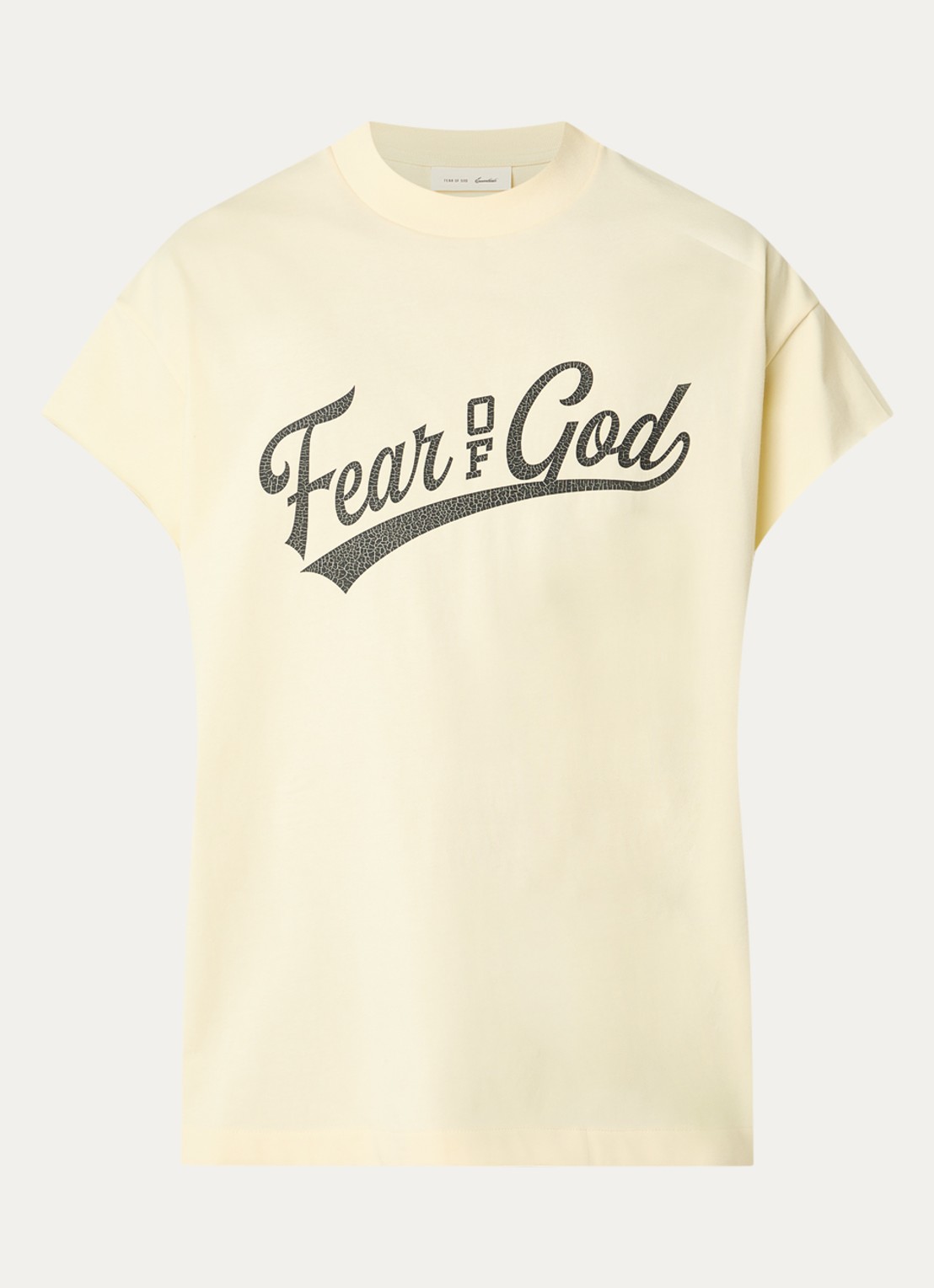 Fear of God Essentials T-shirt met front- en backprint - voorkant lichtgeel