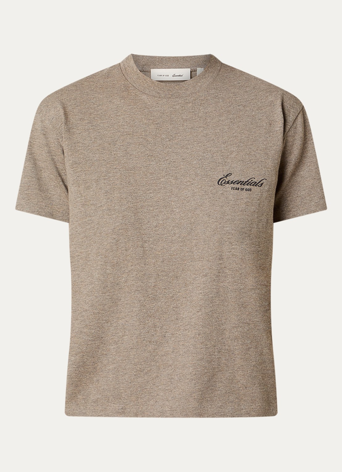 Fear of God Essentials T-shirt met logo en ronde hals - voorkant 2 zand