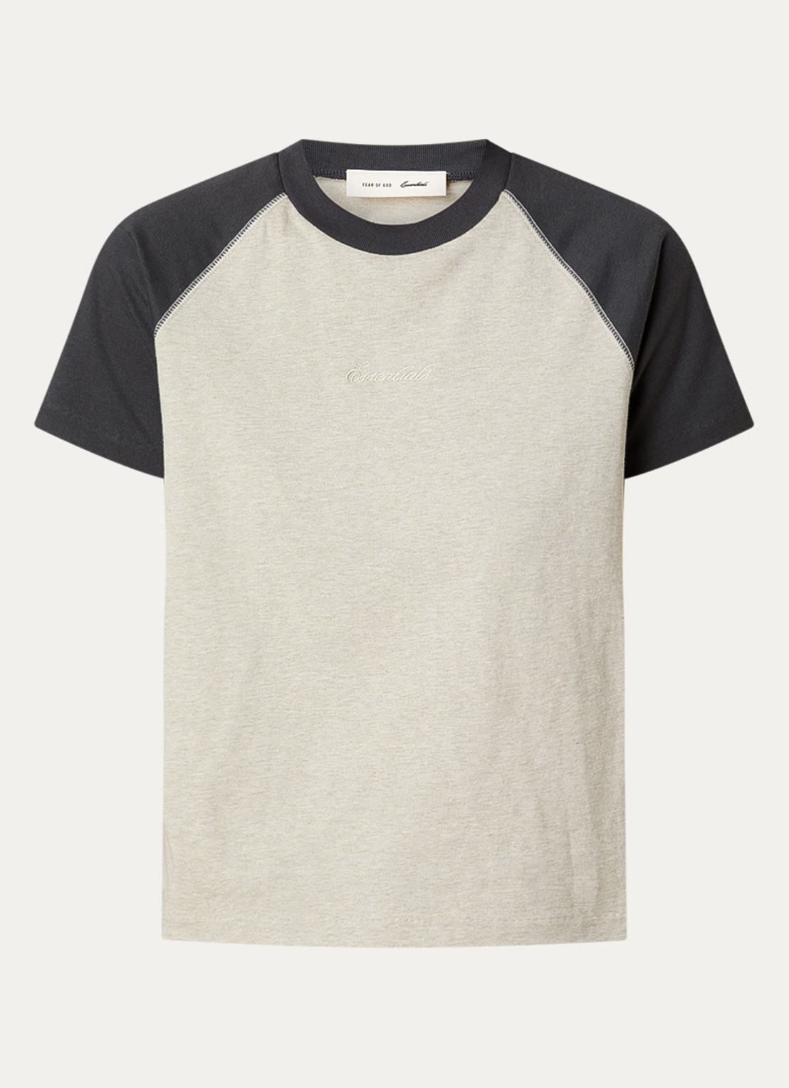Fear of God Essentials T-shirt met logo en ronde hals - voorkant 4 antraciet