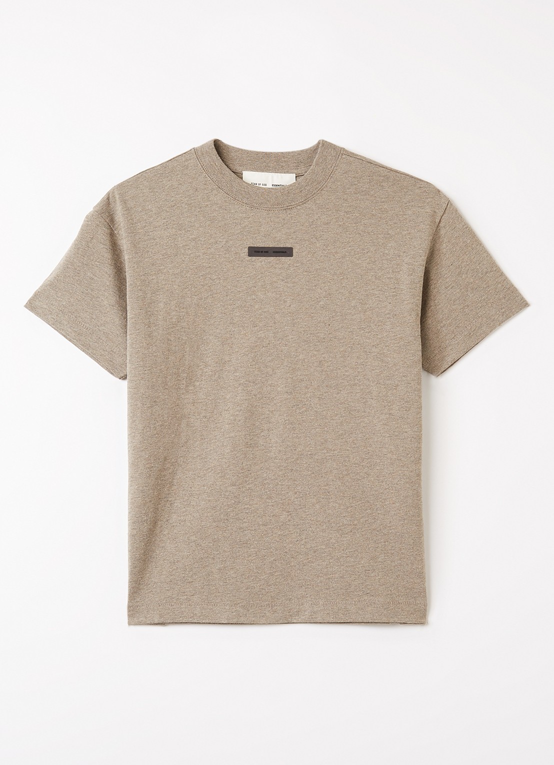 Fear of God Essentials T-shirt met logo - voorkant donkerbeige