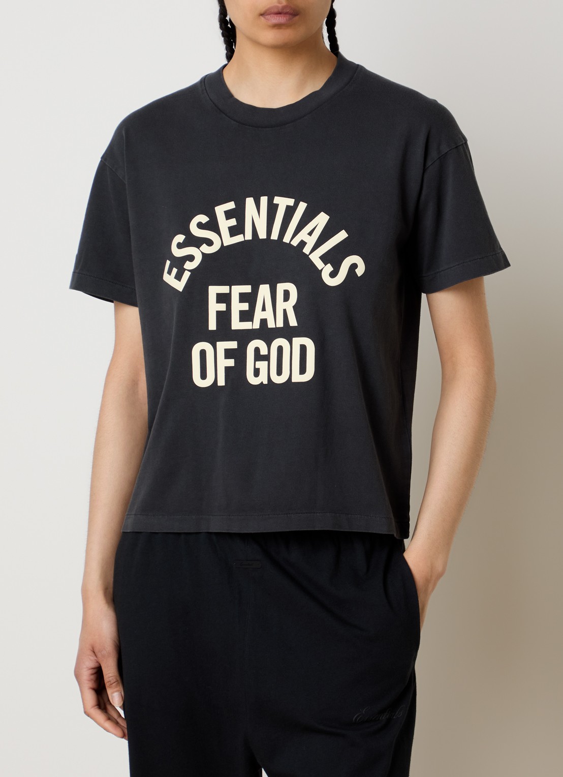 Fear of God Essentials T-shirt met logoprint - detail antraciet