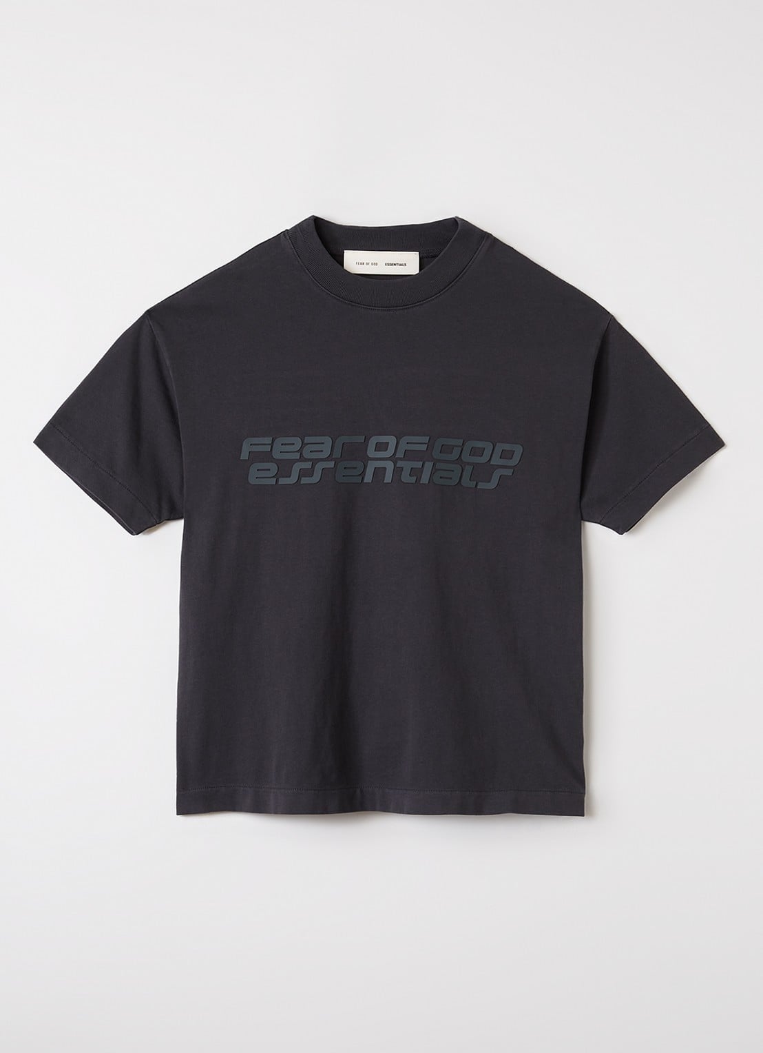 Fear of God Essentials T-shirt met met logo- en backprint - voorkant antraciet