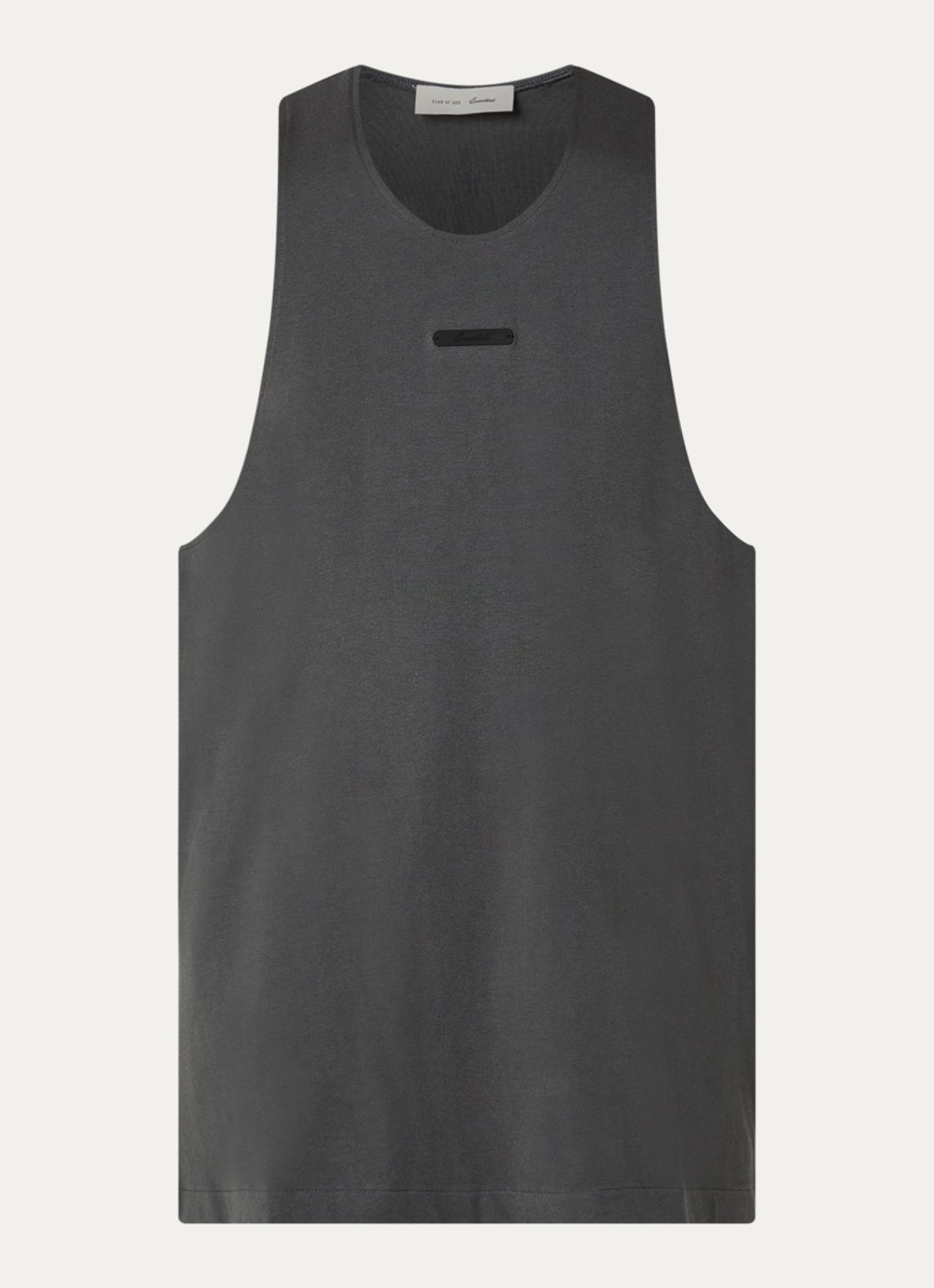 Fear of God Essentials Tanktop met logo - voorkant antraciet