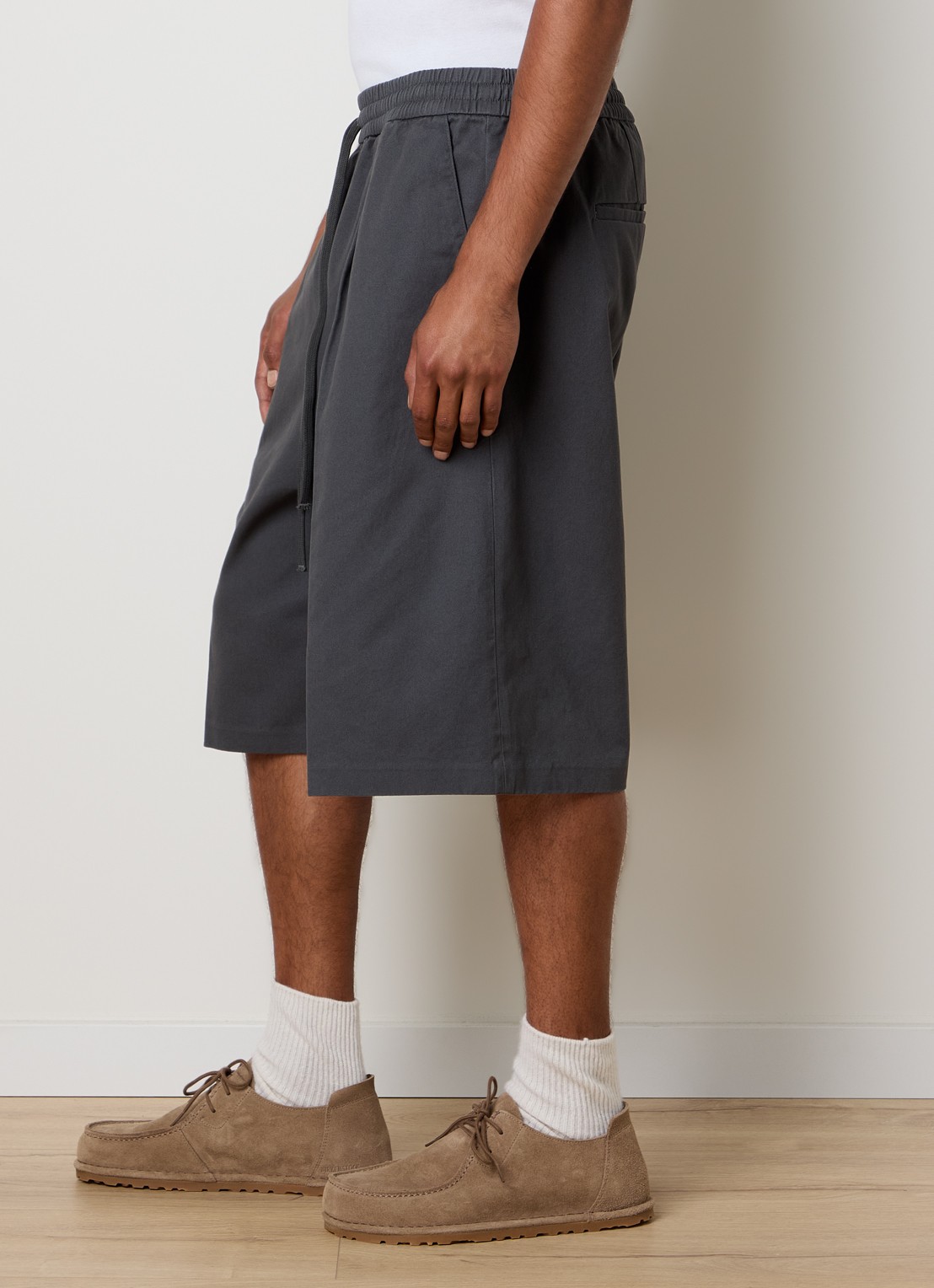 Fear of God Essentials Twill straight fit korte broek met steekzakken - detail 3 donkergrijs