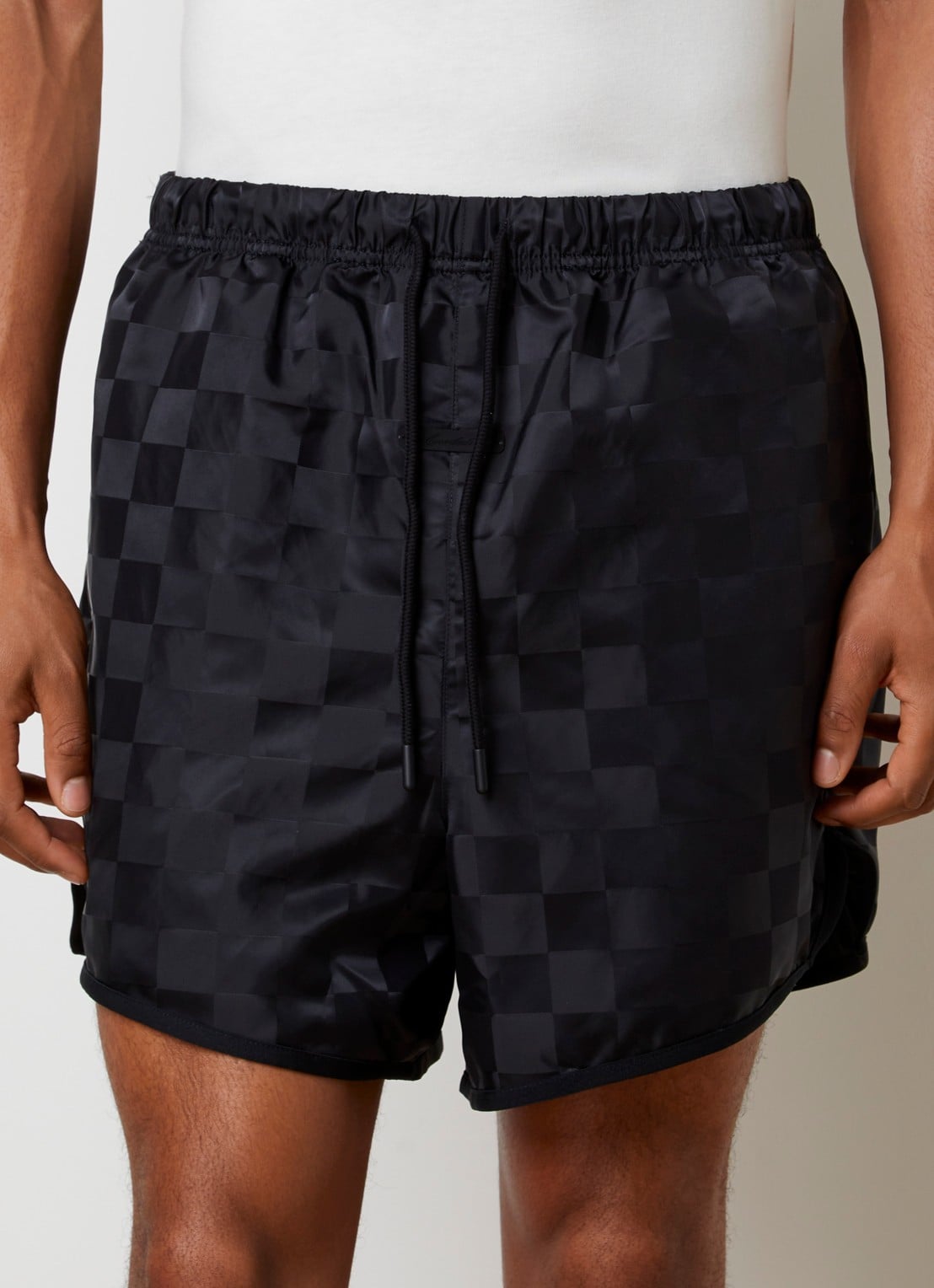 Fear of God Essentials Wide fit korte broek met ruitdessin - detail 3 zwart