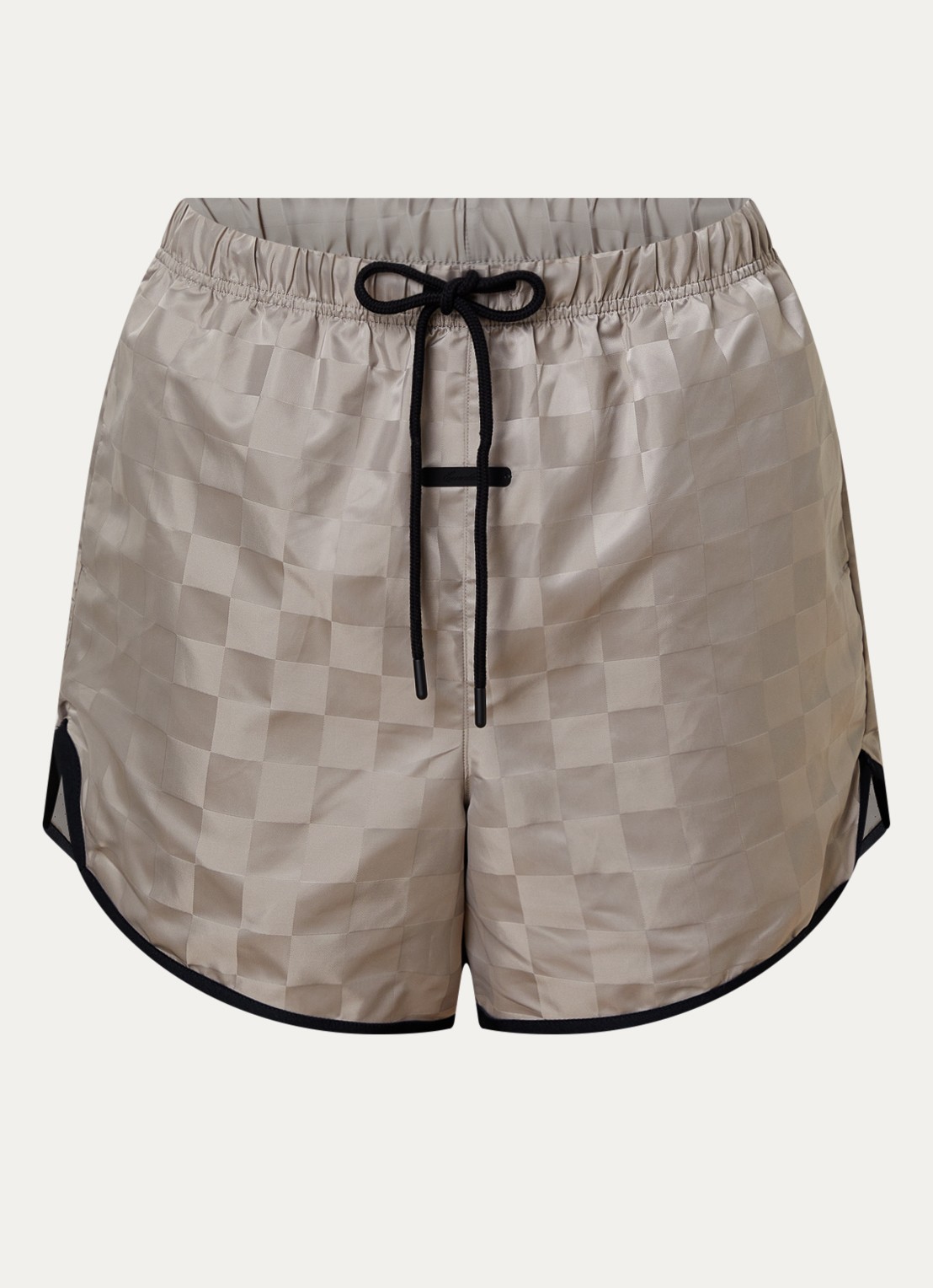 Fear of God Essentials Wide fit korte broek met ruitdessin - voorkant 4 grijsmele