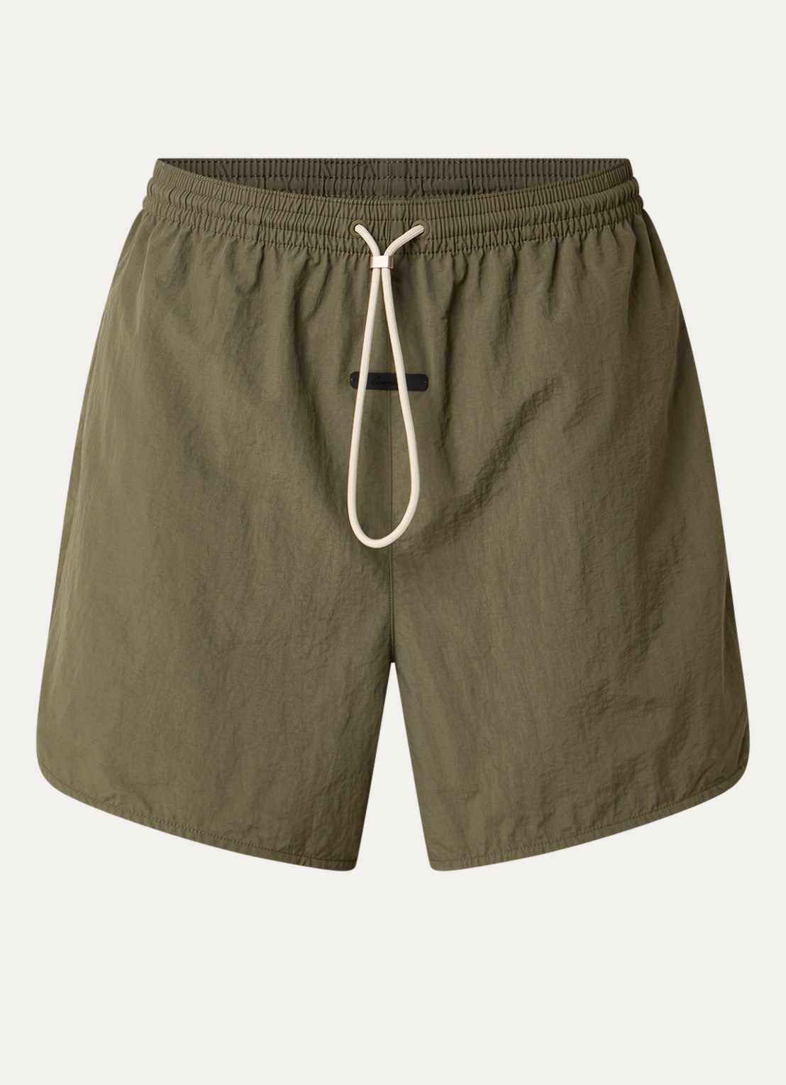 Fear of God Essentials Zwemshort met steekzakken - voorkant bronsgroen