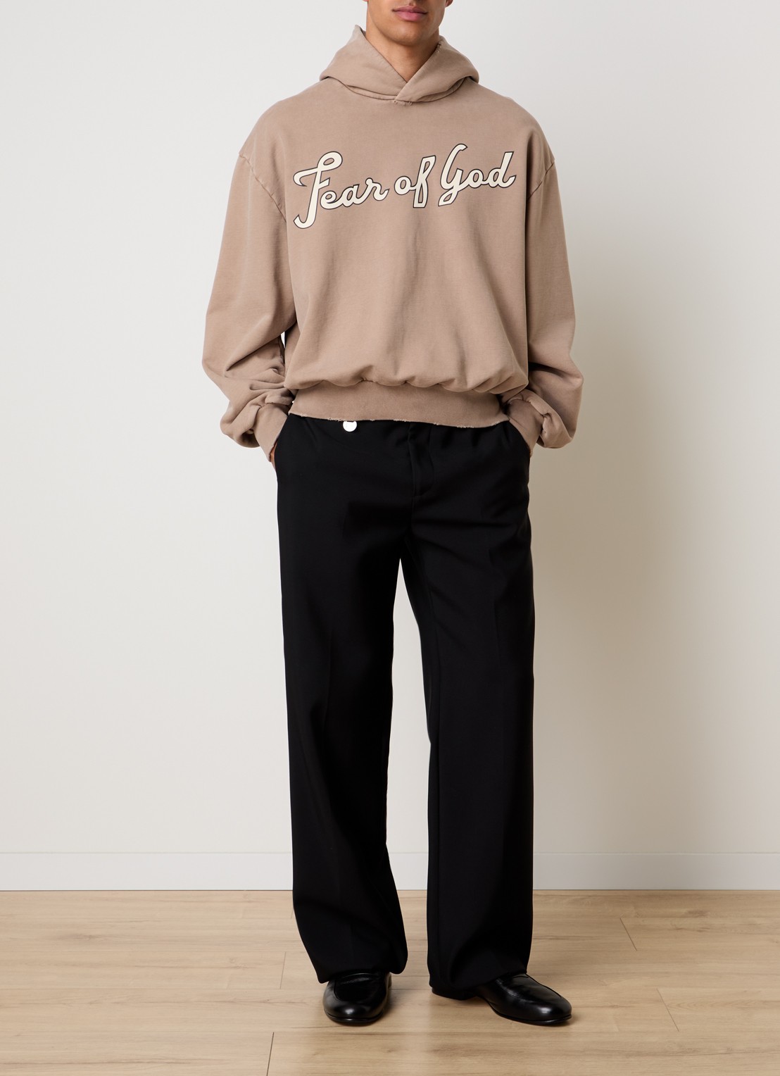 Fear of God Raglan hoodie met logoprint - voorkant 6 zand