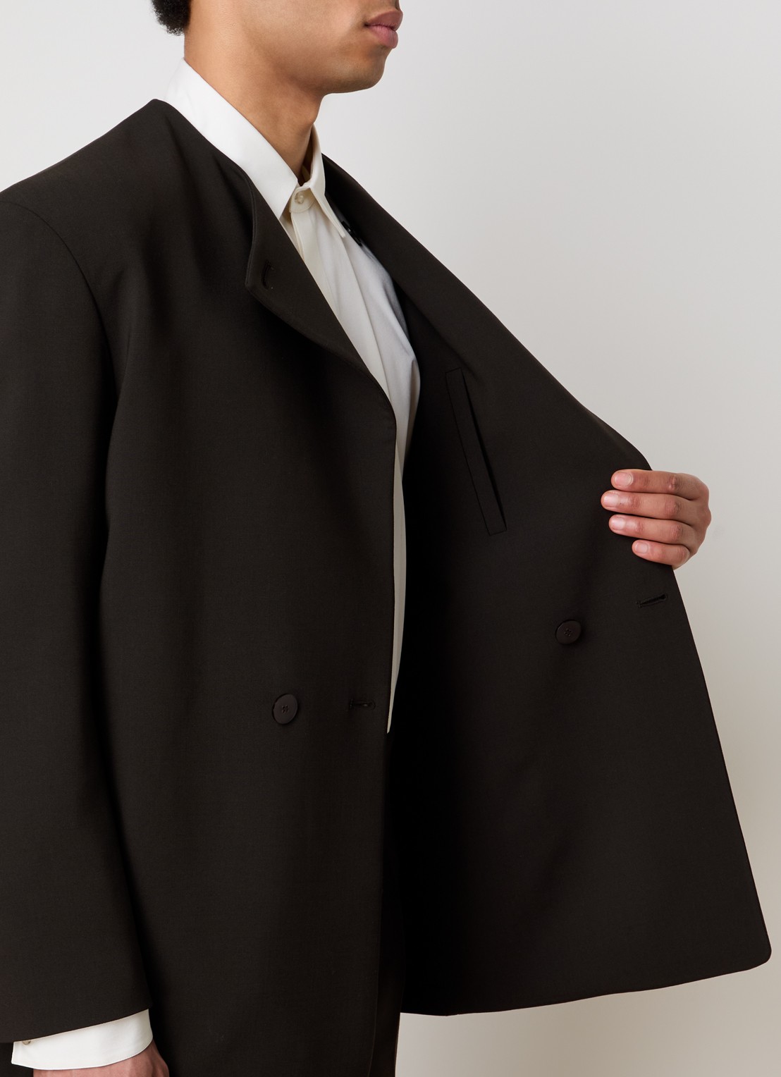 Fear of God Regular fit colbert in wolblend met steekzakken - detail 3 donkerbruin