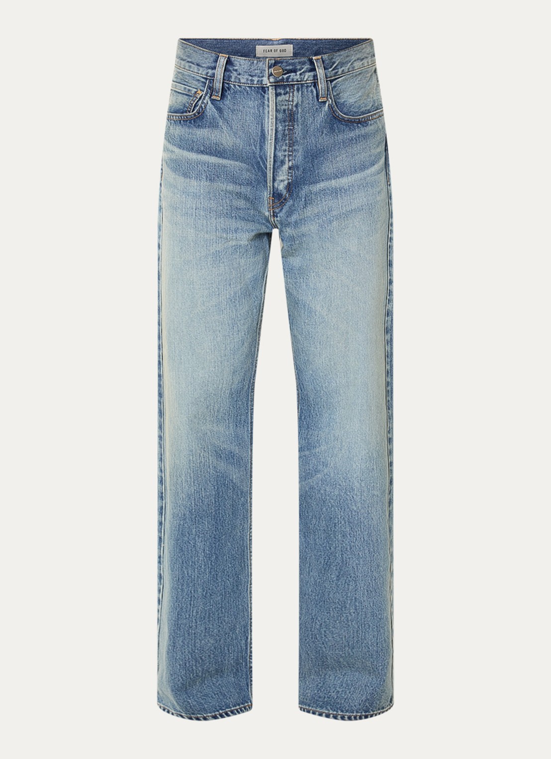 Fear of God Straight fit jeans met medium wassing - voorkant indigo
