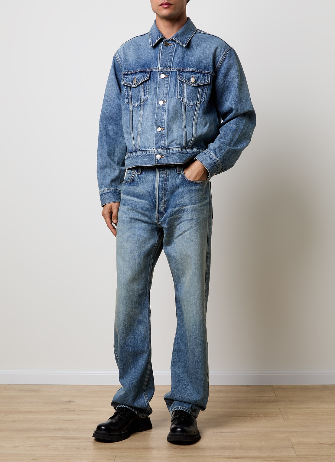 Fear of God Straight fit jeans met medium wassing - voorkant 2 indigo