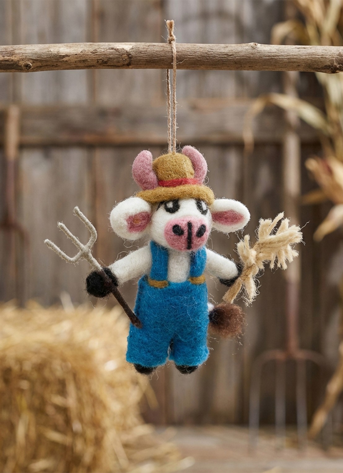 Felt So Good Angus the Cow kersthanger 12 cm - achterkant 3 blauw