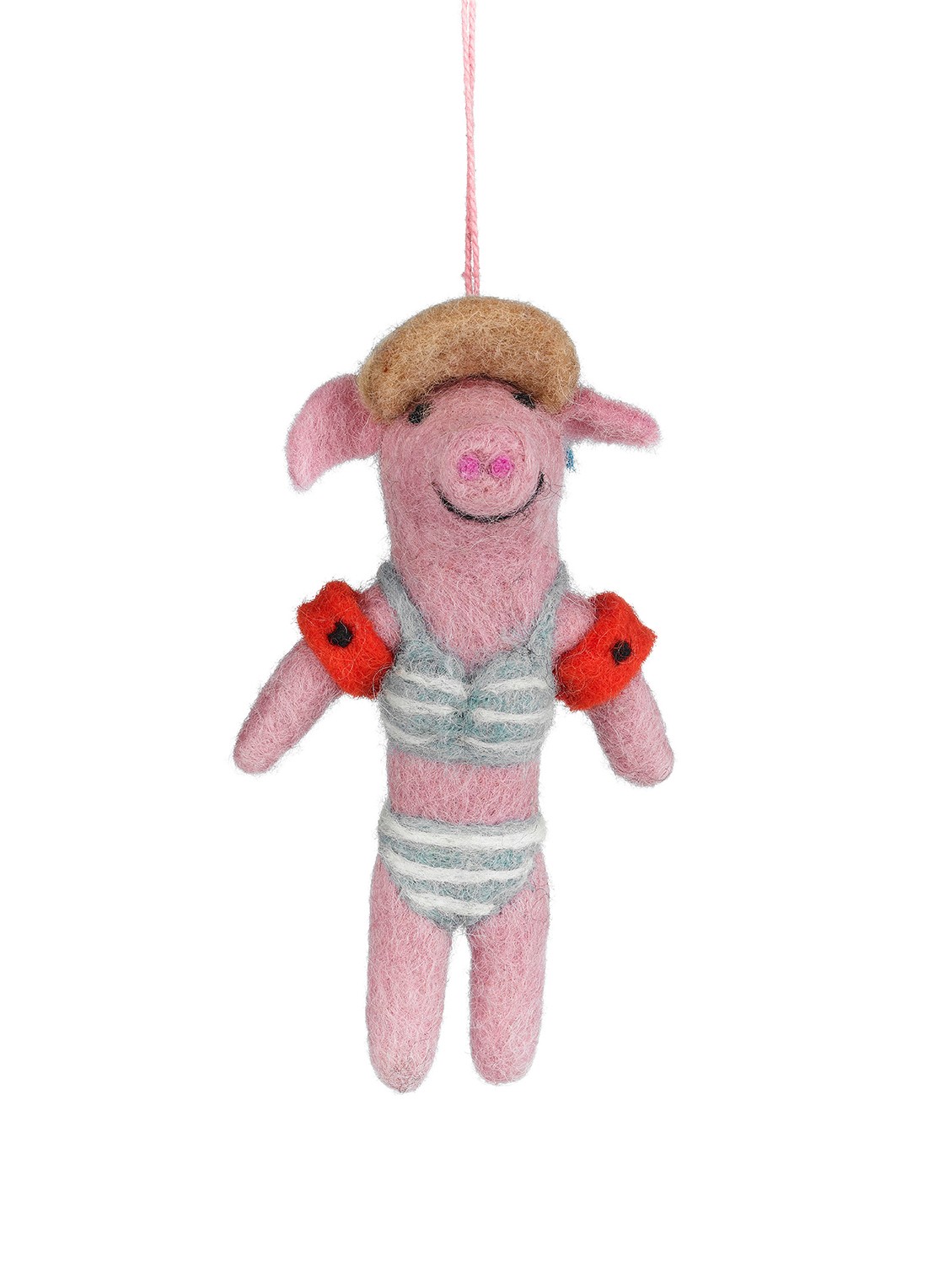 Felt So Good Babette the Beach Pig kersthanger 12 cm - voorkant 4 roze