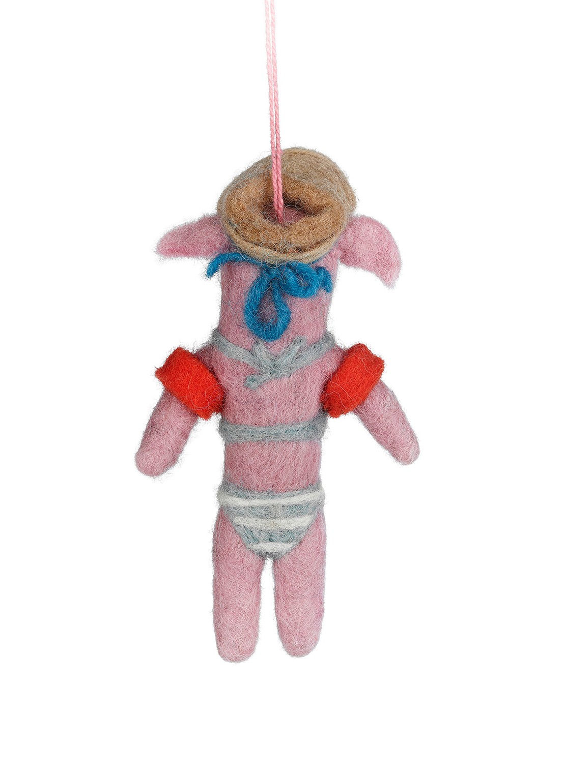 Felt So Good Babette the Beach Pig kersthanger 12 cm - voorkant 5 roze