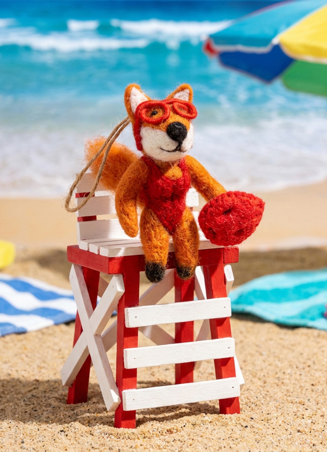 Felt So Good Baywatch Fox kersthanger 10 cm - achterkant oranje