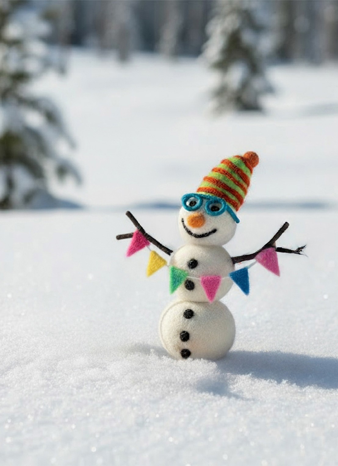 Felt So Good Benedict the Snowman kersthanger 14 cm - voorkant 4 wit