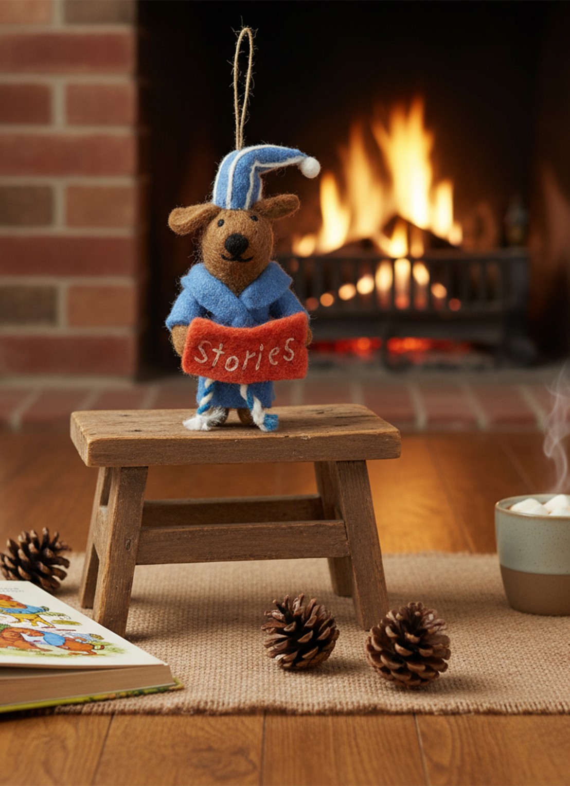 Felt So Good Benny the Bedtime Stories Pooch kersthanger 13 cm - detail blauw
