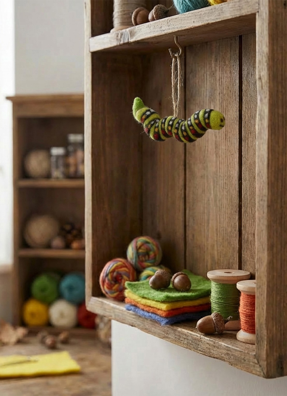 Felt So Good Carl the Caterpillar kersthanger 14 cm - achterkant groen