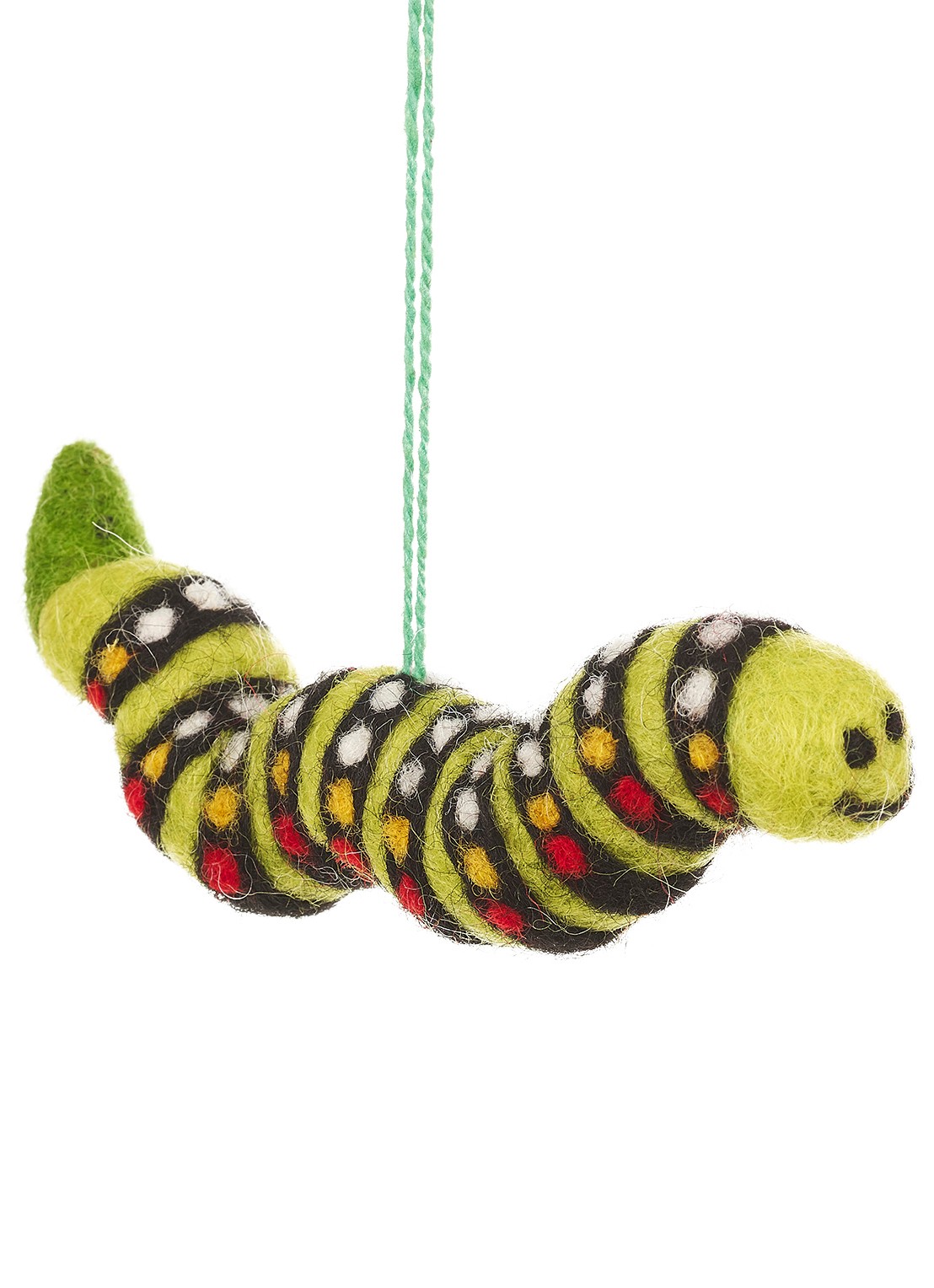 Felt So Good Carl the Caterpillar kersthanger 14 cm - voorkant 2 groen