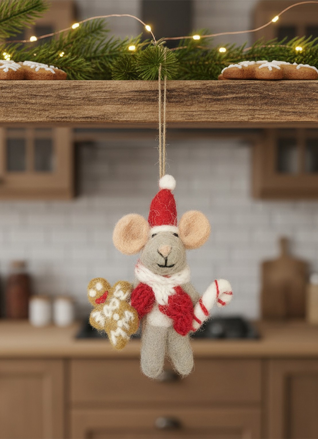 Felt So Good Chris Mouse kersthanger 11 cm - achterkant 3 grijs