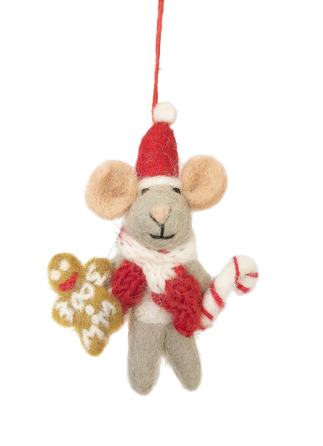 Felt So Good Chris Mouse kersthanger 11 cm - voorkant grijs