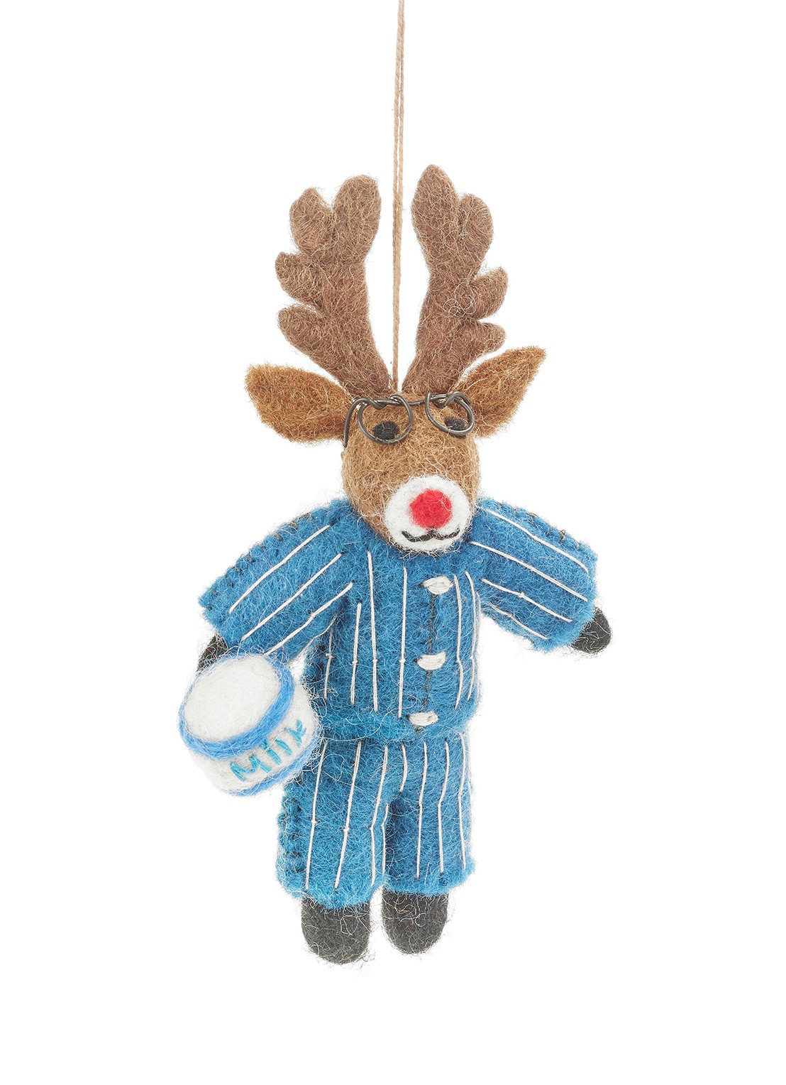 Felt So Good Christmas Pyjamas Rudolph kersthanger 15 cm - voorkant 2 blauw