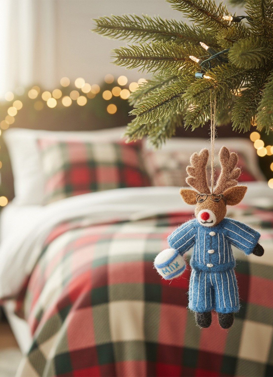 Felt So Good Christmas Pyjamas Rudolph kersthanger 15 cm - voorkant 3 blauw