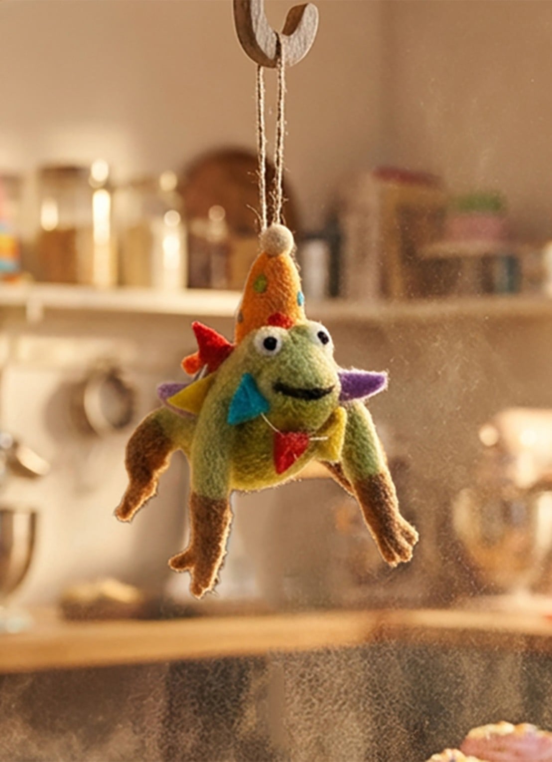 Felt So Good Crazy Frog kersthanger 5 cm - achterkant groen