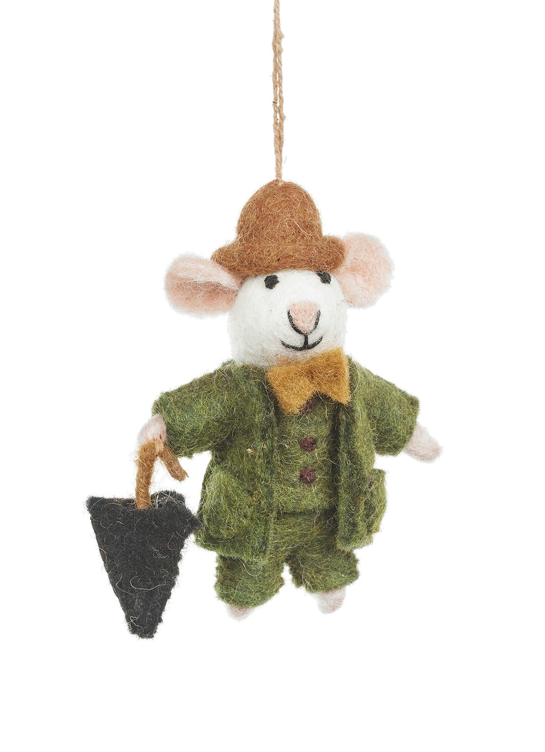 Felt So Good Dapper John the Mouse kersthanger 11,5 cm - voorkant 2 groen